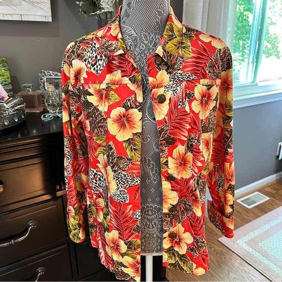 Easy Spirit Tropical Floral Print Stretch Jacket Women’s Medium - Picture 2 of 16